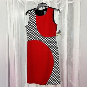 Red and Black Colorblock Dress